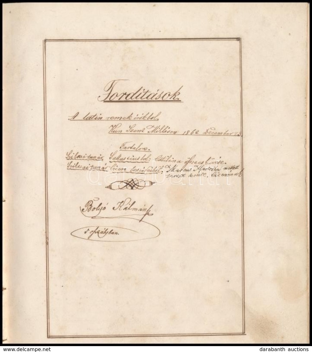 1862 Kunszentmiklóson Készült Latin Fordítások Füzetben, Kb 40 Beírt Oldalon - Ohne Zuordnung