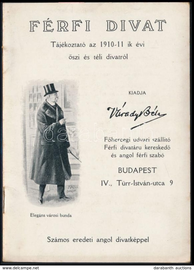 1910 Várady Béla Férfi Divat Tájékoztató Képes Kiadvány. 8p. - Advertising