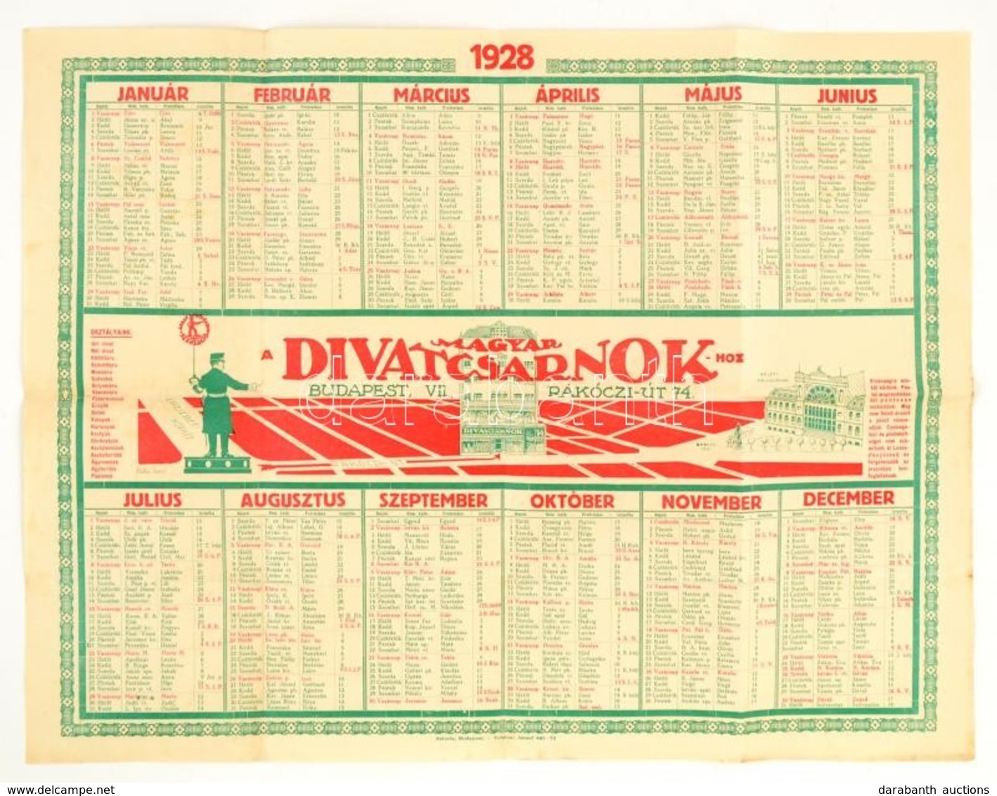 1928 Divatcsarnok Falinaptár 62x48 Cm - Publicidad