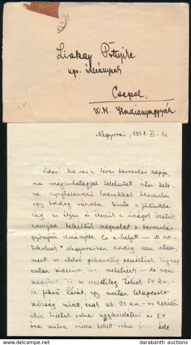 1938 Major József Karpaszományos Tizedes (I. Mérőszázad) Két Levele Egységének A Felvidéki Bevonuláskori Helyzetről, 2 D - Sonstige & Ohne Zuordnung