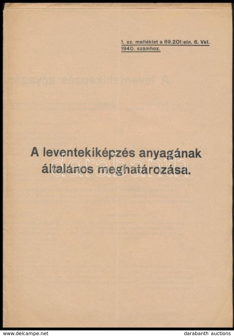 1940 A Leventekiképzés Anyagának általános Meghatározása - Sonstige & Ohne Zuordnung