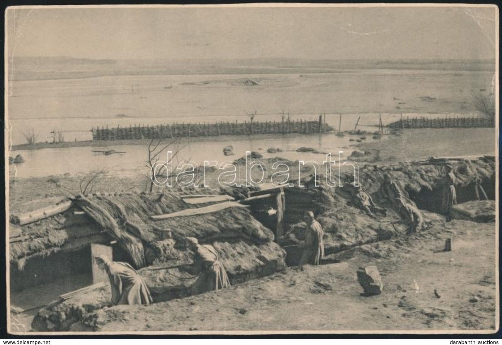 1916 Katonák Lövészárokban, életkép Az I. Világháborúból, Nyomtatvány, 17×25 Cm - Other & Unclassified