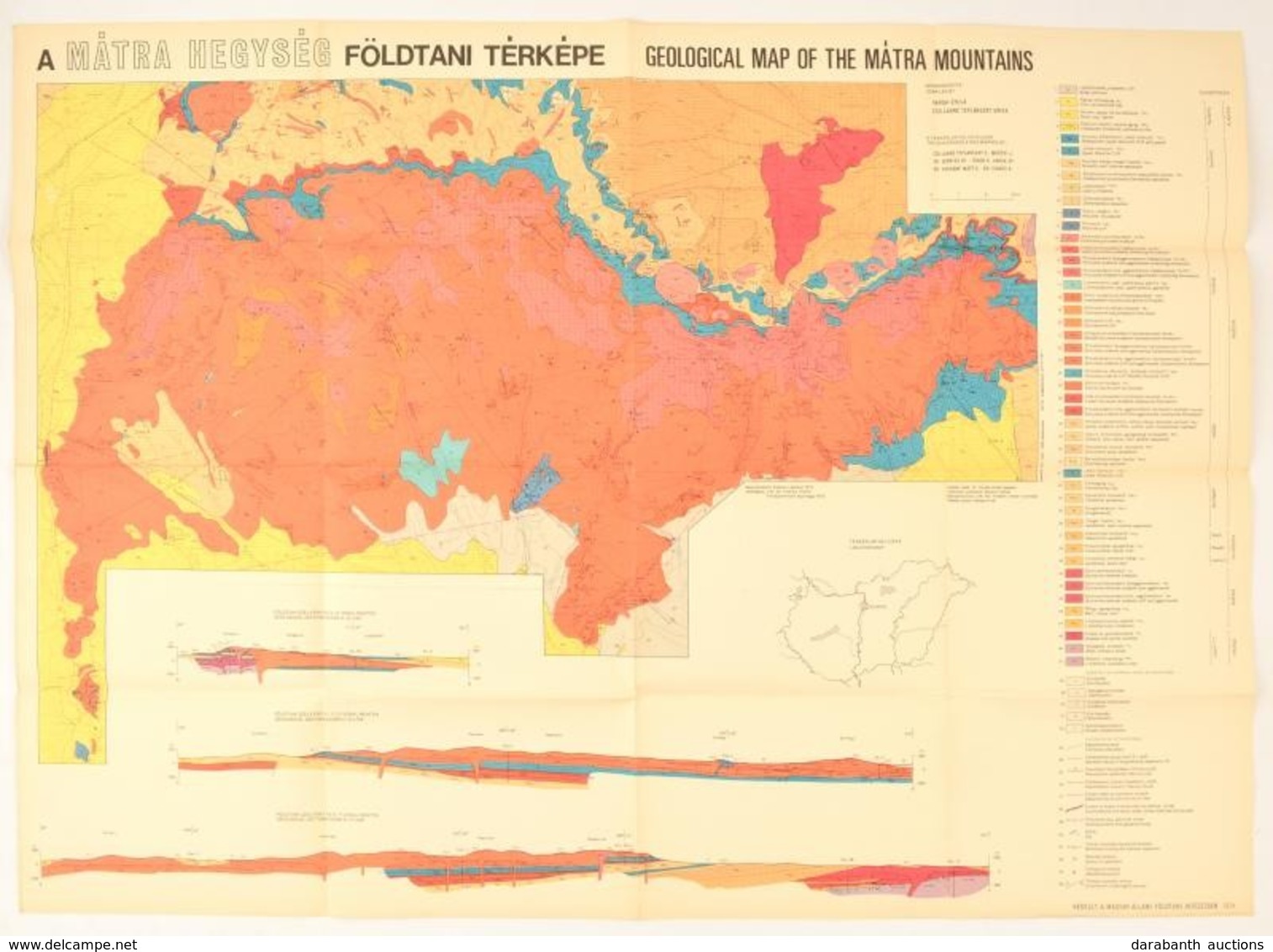 1974 A Mátra Hegység Földtani Térképe. 102x62 Cm - Sonstige & Ohne Zuordnung