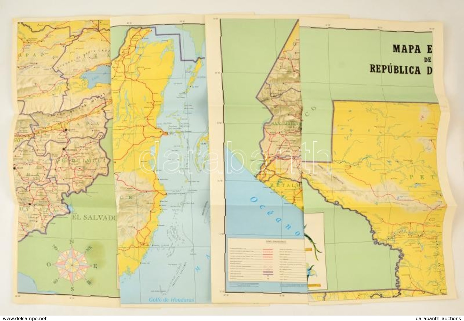 1990 Guatemala Nagy Méretű Térképe 4 Lapból 1:500 000. - Sonstige & Ohne Zuordnung