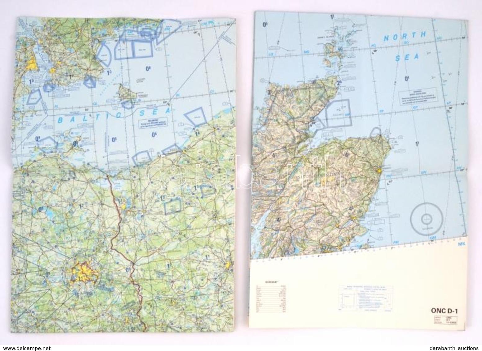 Cca 1970 2 Db Nagyméretű Léginavigációs Térkép ÉNY-Európáról - Other & Unclassified