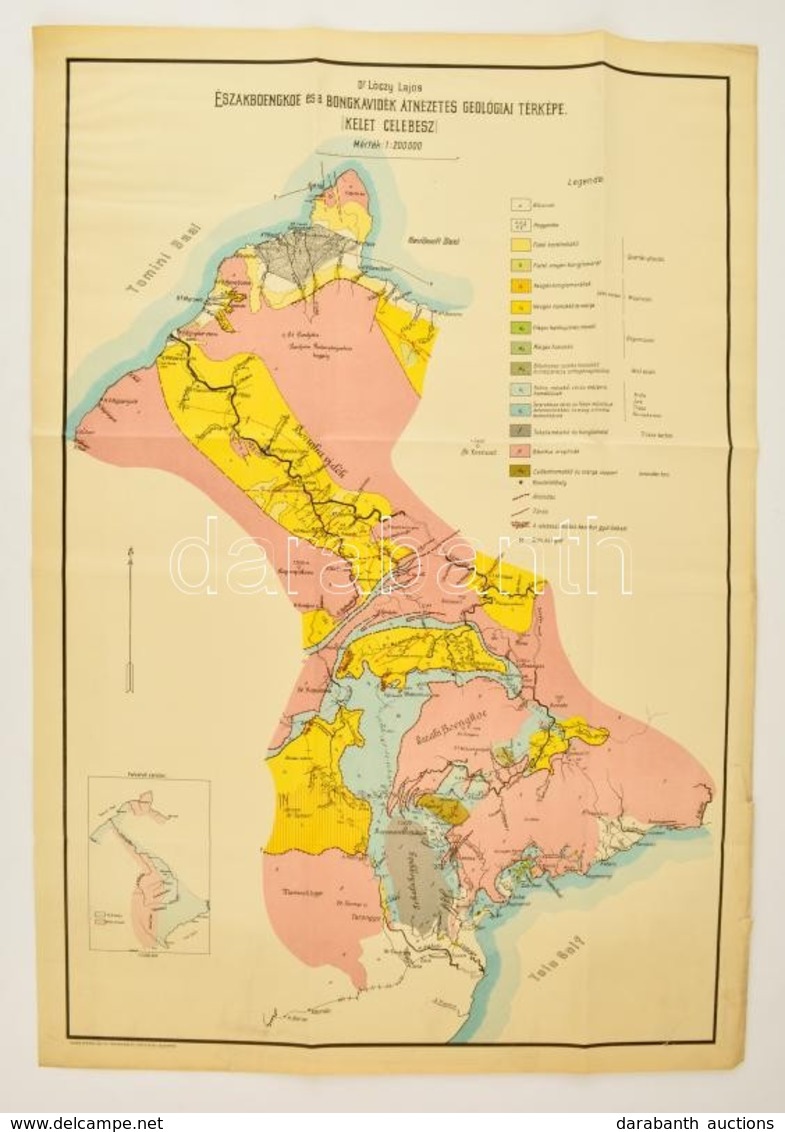 Cca 1920 Észak-Bonengkoe és A Bongkavidék átnézetes Geológiai Térképe (Kelet-Celebesz), Tervezte Dr. Lóczy Lajos, Kiadja - Other & Unclassified