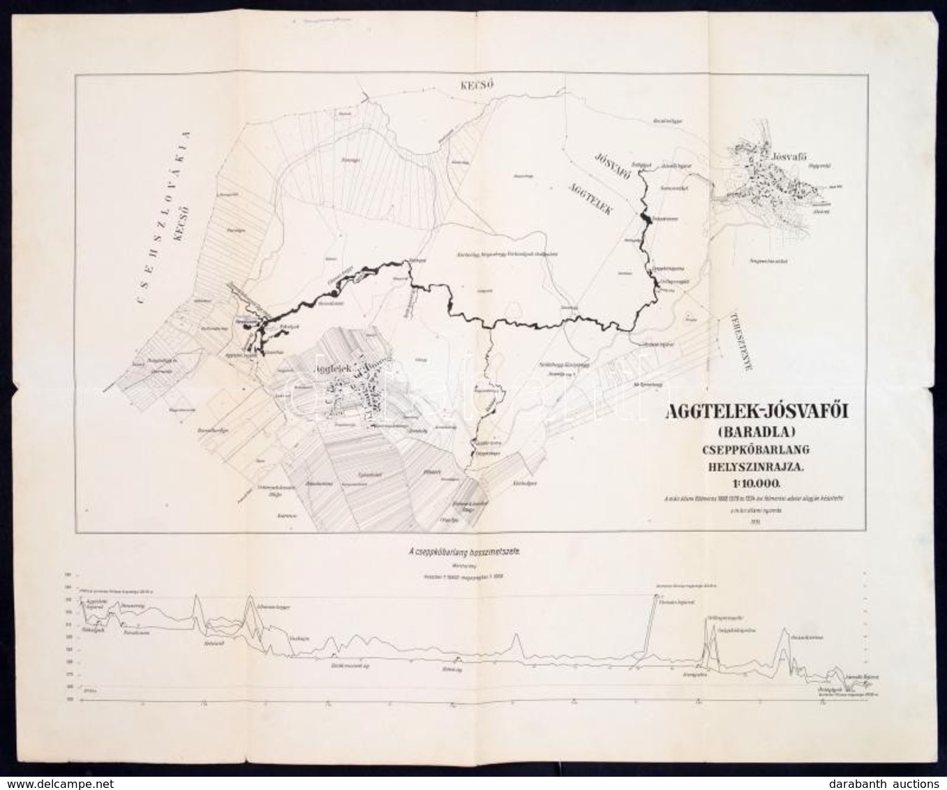 1935 Aggtelek-Jósvafői (Baradla) Cseppkőbarlang Helyszínrajza, 1:10000. Bp., 1935, M. Kir. Állam Nyomda, 59x74 Cm - Sonstige & Ohne Zuordnung