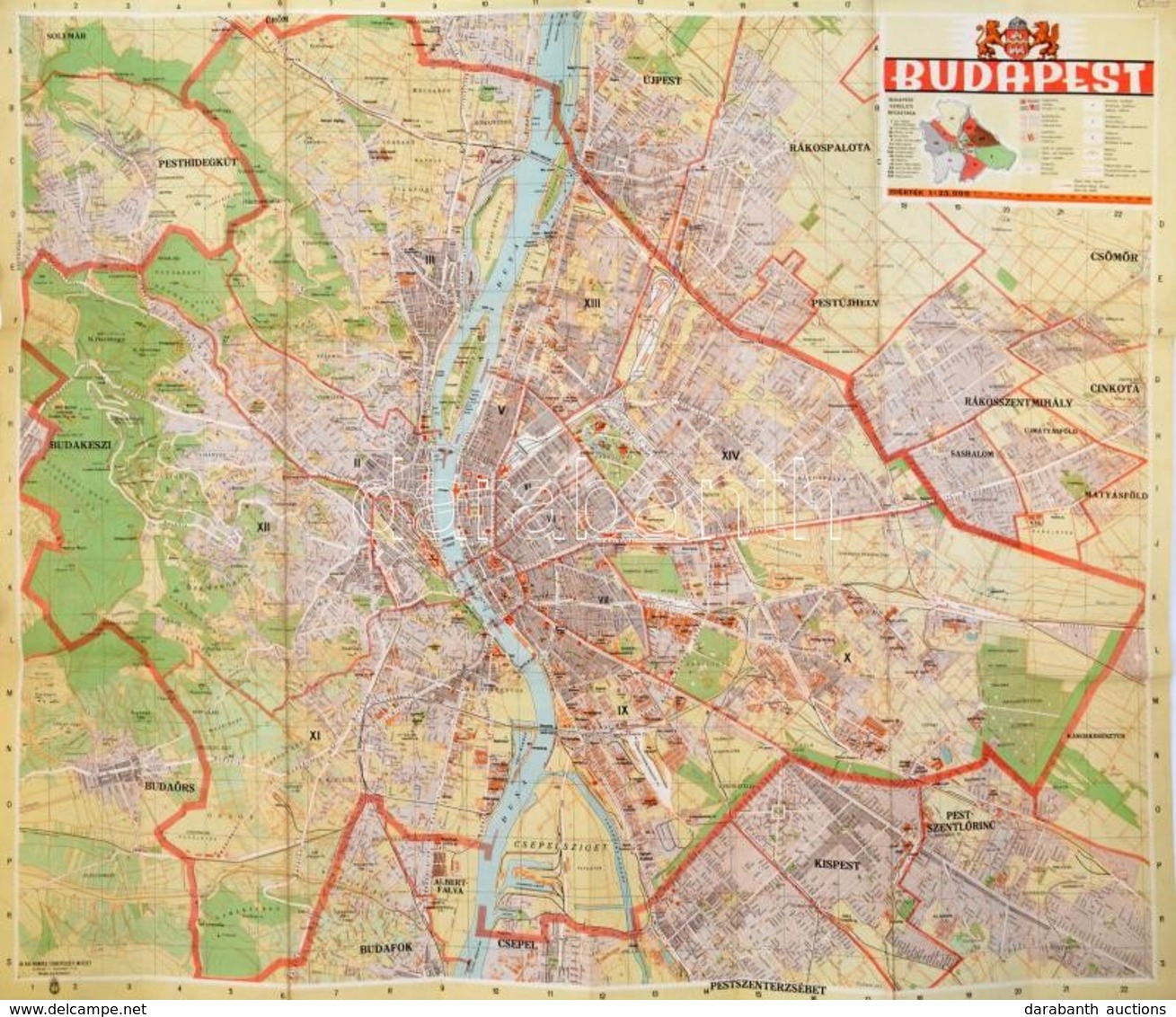 Cca 1940 Budapest Térképe, 1: 25.000. Bp., M. Kir. Honvéd Térképészeti Intézet, 75x91 Cm - Otros & Sin Clasificación