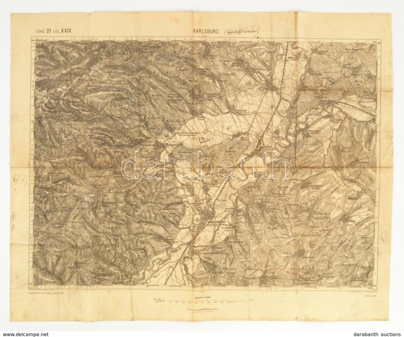 1890 Gyulafehérvár (Karlsburg) Katonai Térképe, Kiadja: K. U. K. Militärgeographisches Institut, 46×56 Cm - Otros & Sin Clasificación