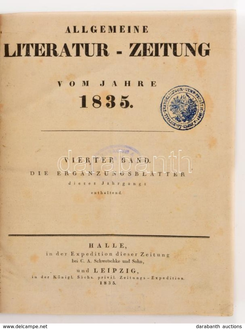 1835 / 4. - 1836 / 3. Kötet. Allgemeine Literatur Zeitung . Lepizig. Halle. Könyvtári Félvászon Kötésben. - Ohne Zuordnung