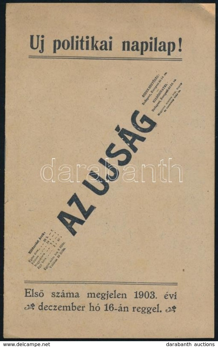 1903 Az Újság C, új Napilap Reklámfüzete  8p. 16 Cm - Ohne Zuordnung