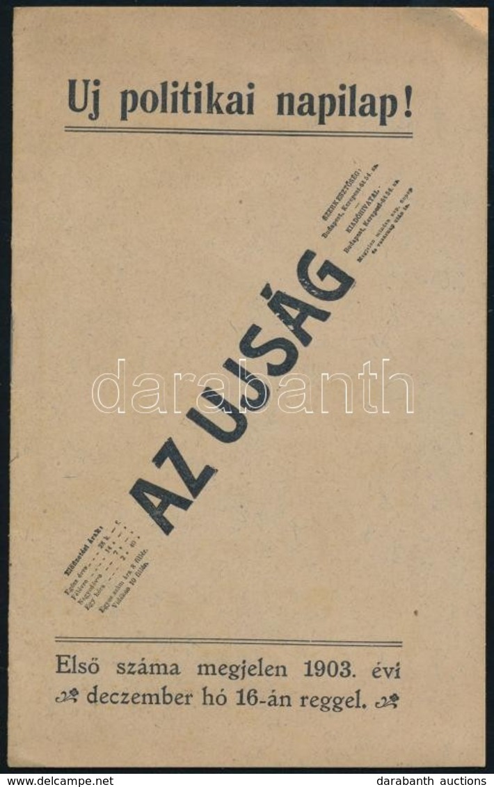 1903 Az Újság C, új Napilap Reklámfüzete  8p. 16 Cm - Sin Clasificación