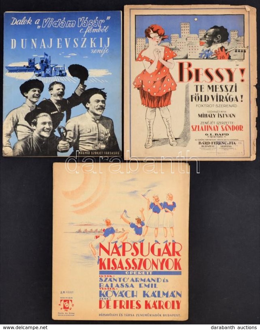 3 Db érdekes Kotta: Cca 1920 Bessy Litho Címlappal, Vidéky Mária Grafikája; Napsugár Kisasszony. Vidám Vasárnap C. Film  - Unclassified