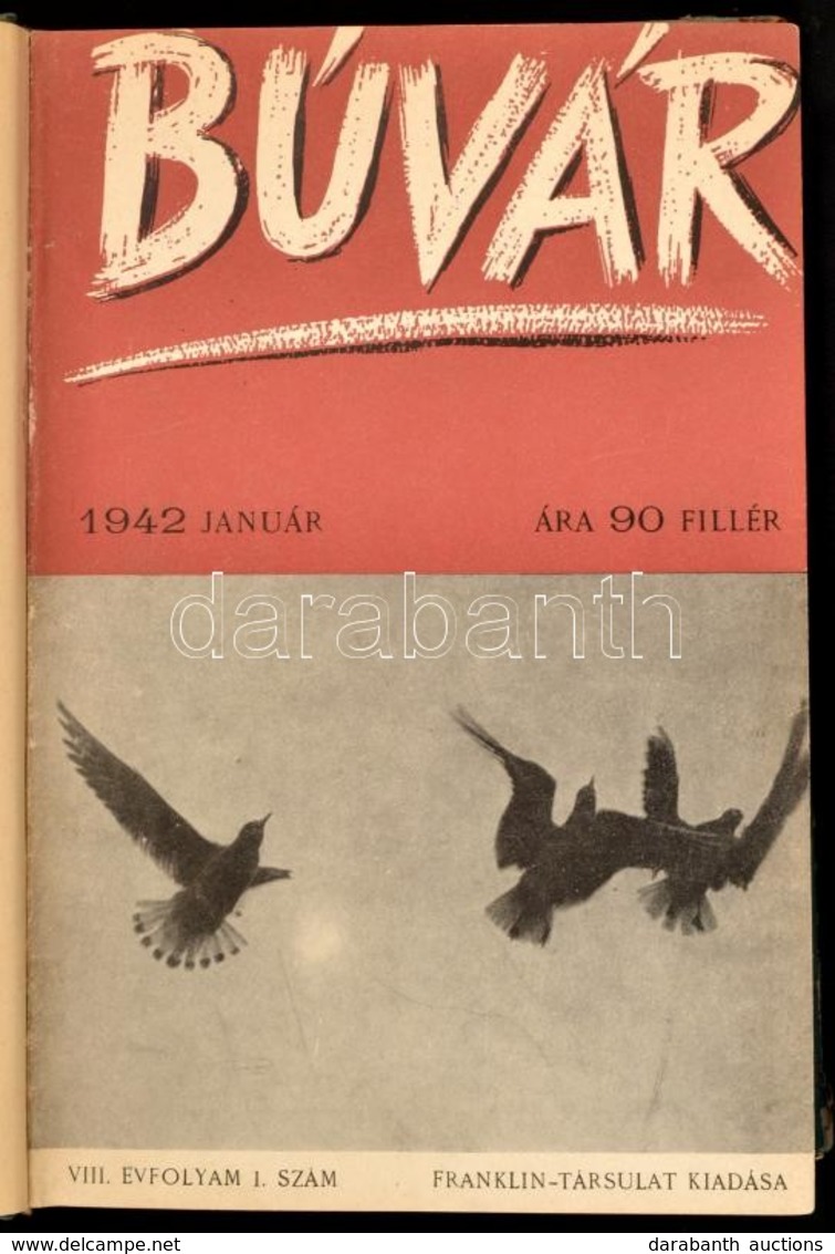 1942 Búvár Folyóirat VIII. évf. 1-12 Sz. Kopott Félvászon-kötésben. - Sin Clasificación