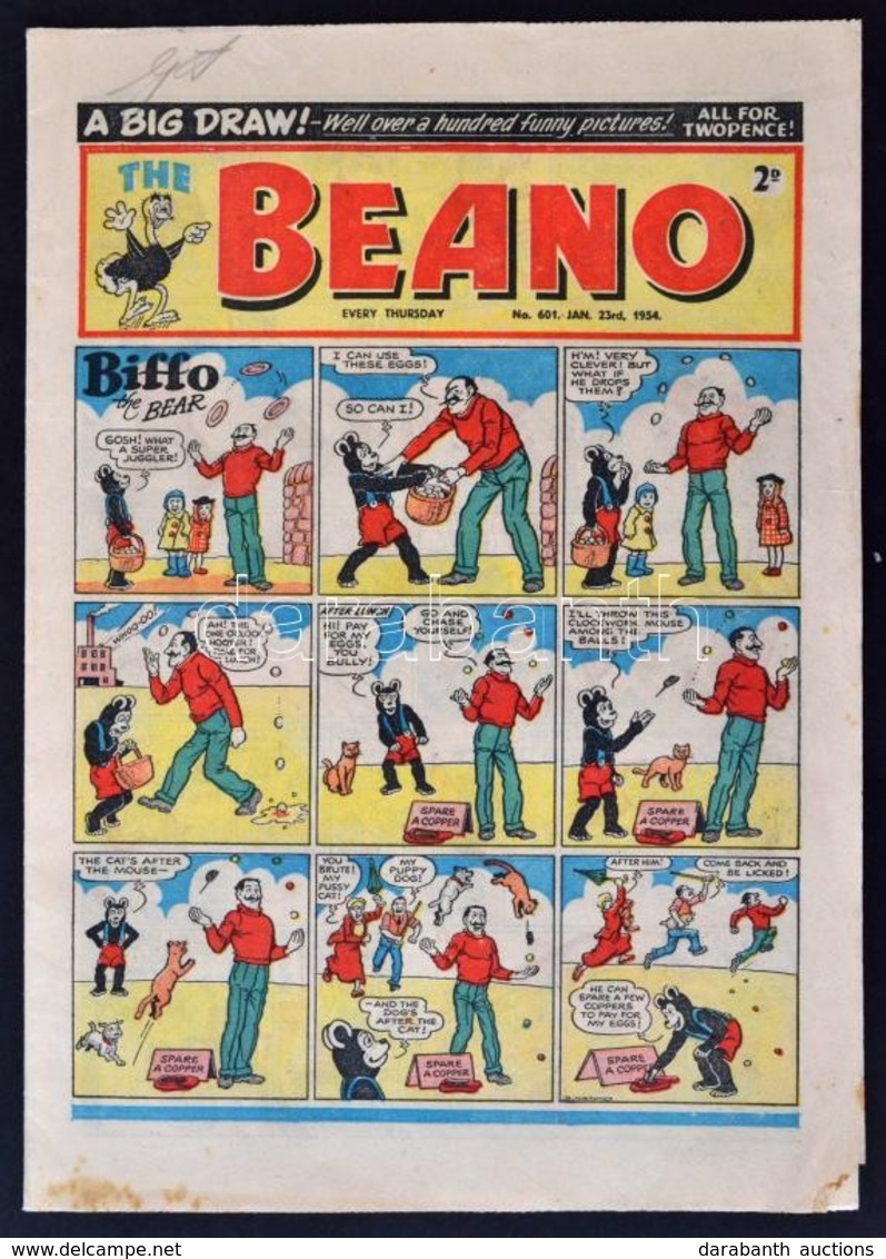1954 The Beano Képregény, Sérült, 12p - Unclassified