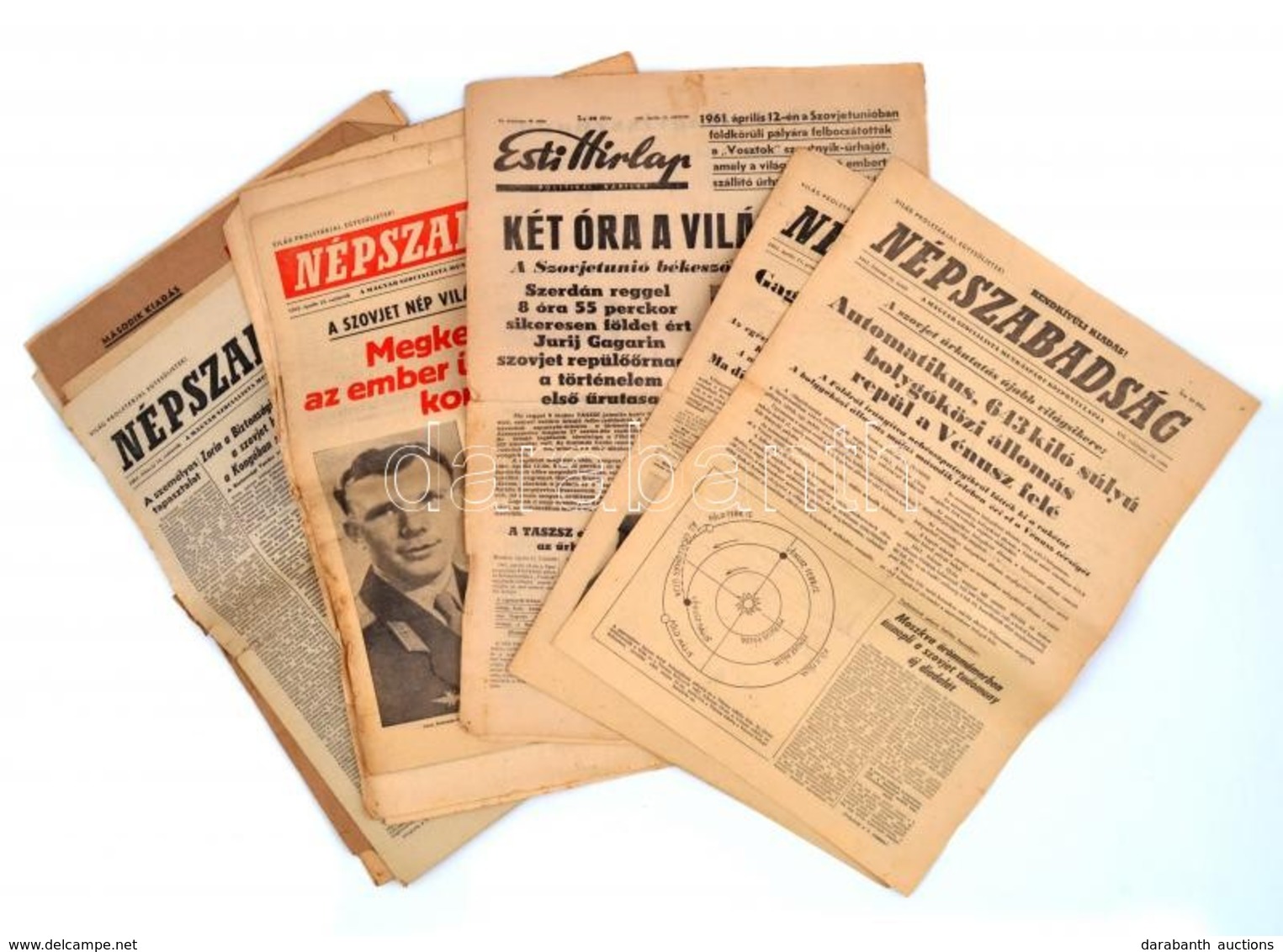 1960-1961 Vegyes űrhajózás Témájú újság Tétel, Napilapok, 15 Db. Változó állapotban, Közte Szakadozottak, Sérültek. - Sin Clasificación