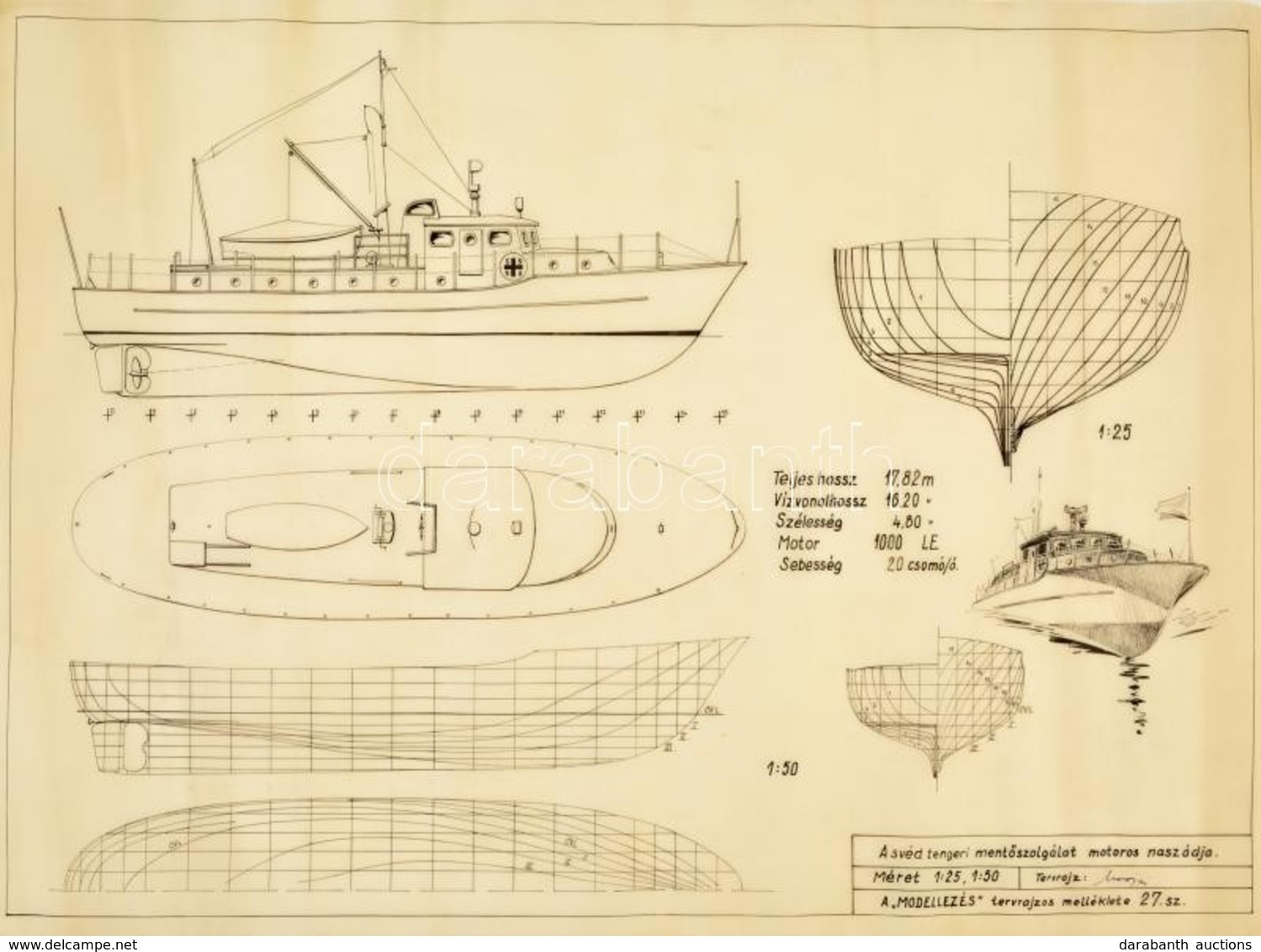 1963-65 Hajó Tervrajzok A Modellezés C. újság Számára. Bálnavadász Hajó, Tengeri Mentőszolgálat Naszádja, Kingston Beryl - Sin Clasificación