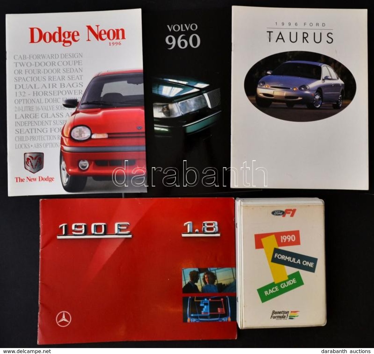 1990-1996 Forma 1 Angol Nyelvű Versenykalauz Az 1990-es évadról + Autós Prospektusok: Mercedes 190e, Ford Taurus, Dodge  - Unclassified
