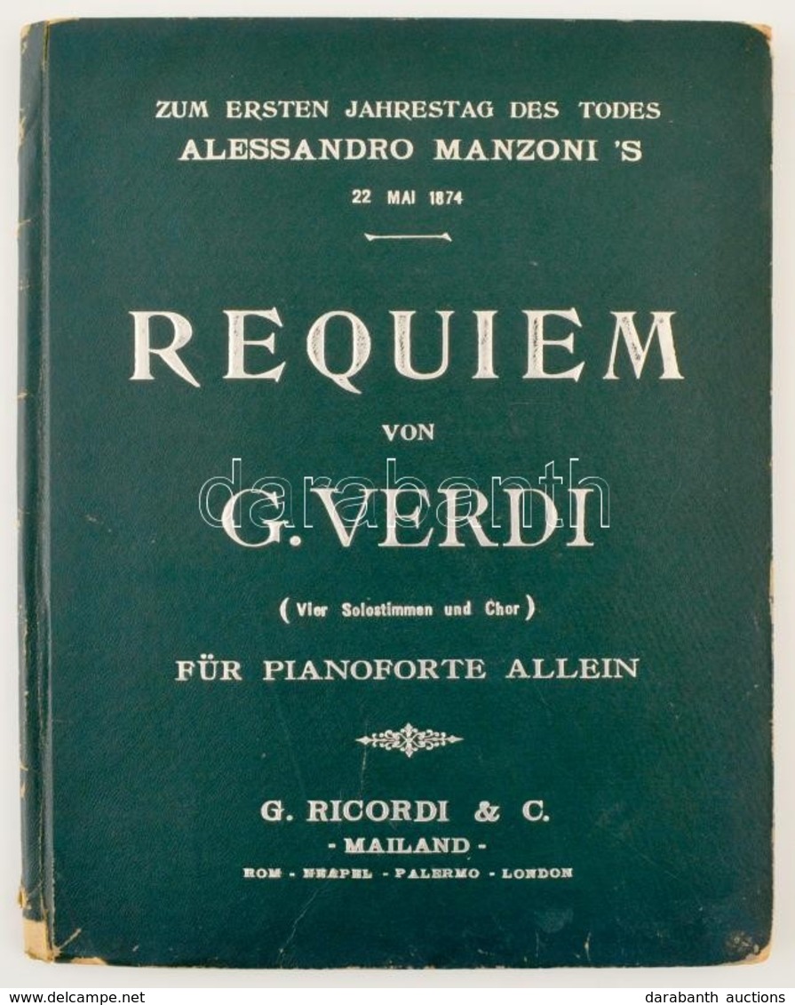 Cca 1920 Verdi Requiem Zongoraátirat Kottafüzet - Sonstige & Ohne Zuordnung