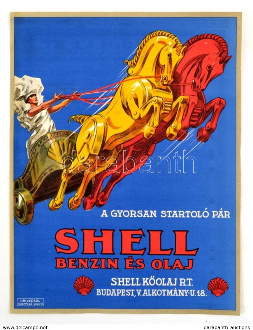 Cca 1930 Shell Reklámplakát. Litográfia. 23x30 Cm - Sonstige & Ohne Zuordnung