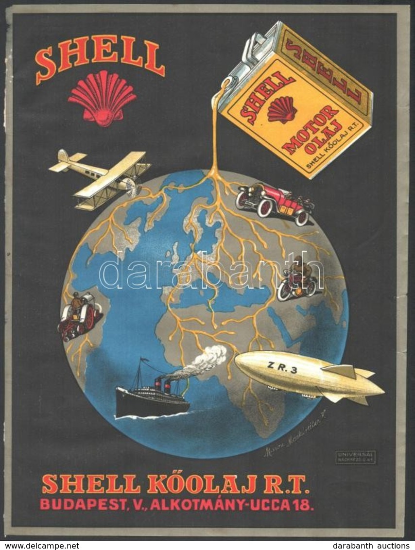 Cca 1930 Shell Reklámplakát. Litográfia. 23x30 Cm Kis Beszakadásokkal - Otros & Sin Clasificación