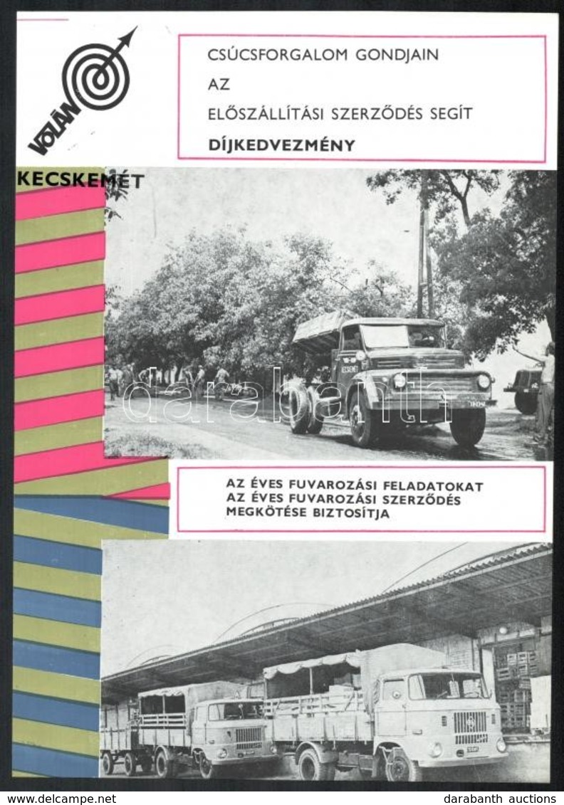 Volán Kecskemét Előszállítási Szerződés Kisplakát, Csepel és IFA Járművekkel, 30×20 Cm - Other & Unclassified