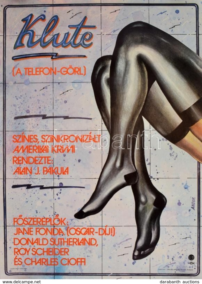 1983 Andor András (1952-): Klute (A Telefon-görl) Amerikai Film Plakát, Főszerepben: Jane Fonda, Donald Sutherland, Roy  - Other & Unclassified