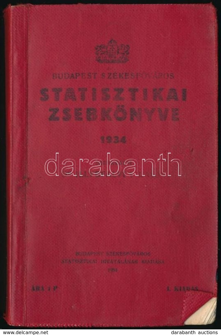 Budapest Székesfőváros Statisztikai Zsebkönyve 1934. Szerk.: Illyefalvi I. Lajos. Bp., 1934. Budapest Székesfőváros Stat - Unclassified