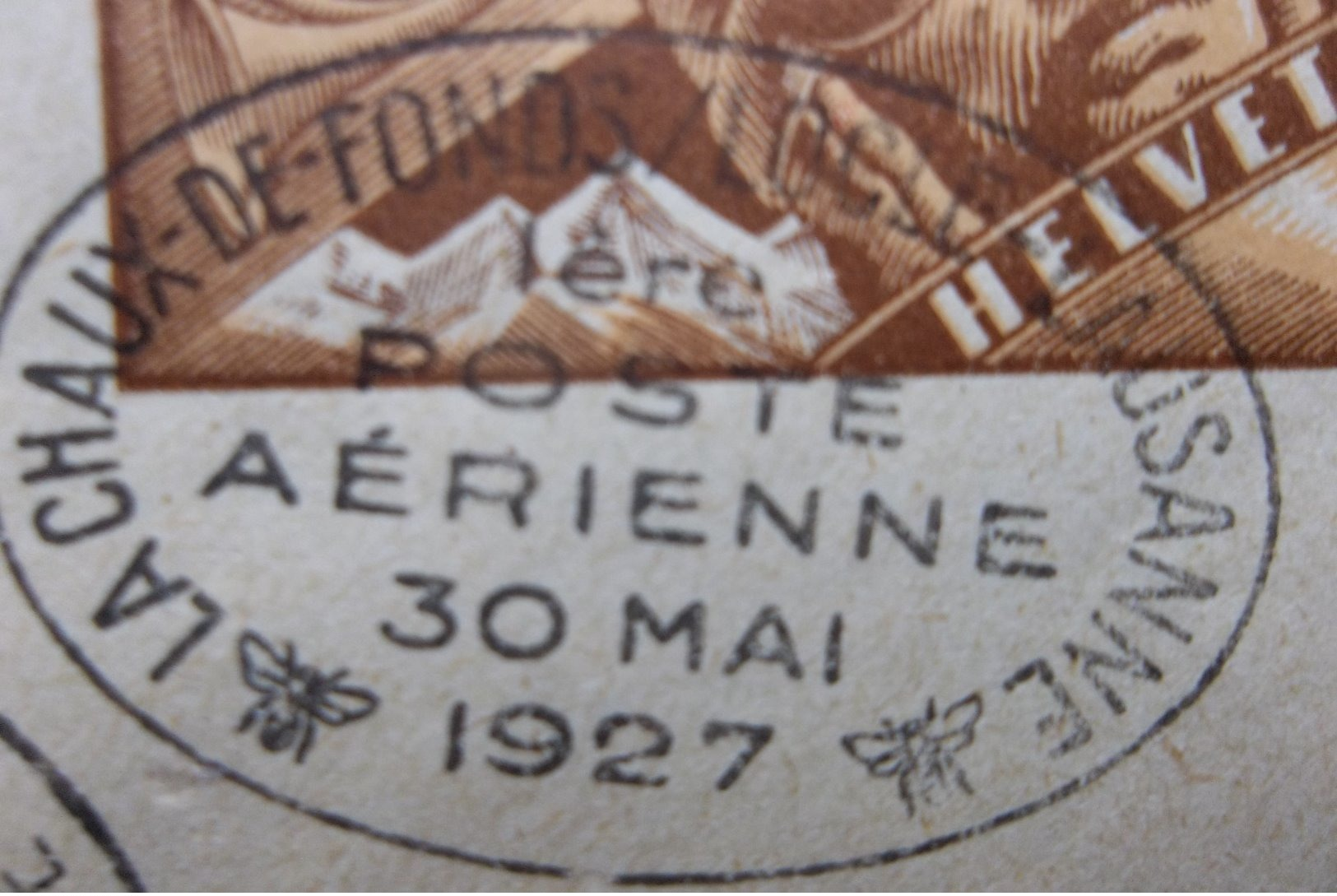 Helvetia: 1927 Aerienne Postal Envelope To ChaudeFonds (#EV4) - Briefe U. Dokumente