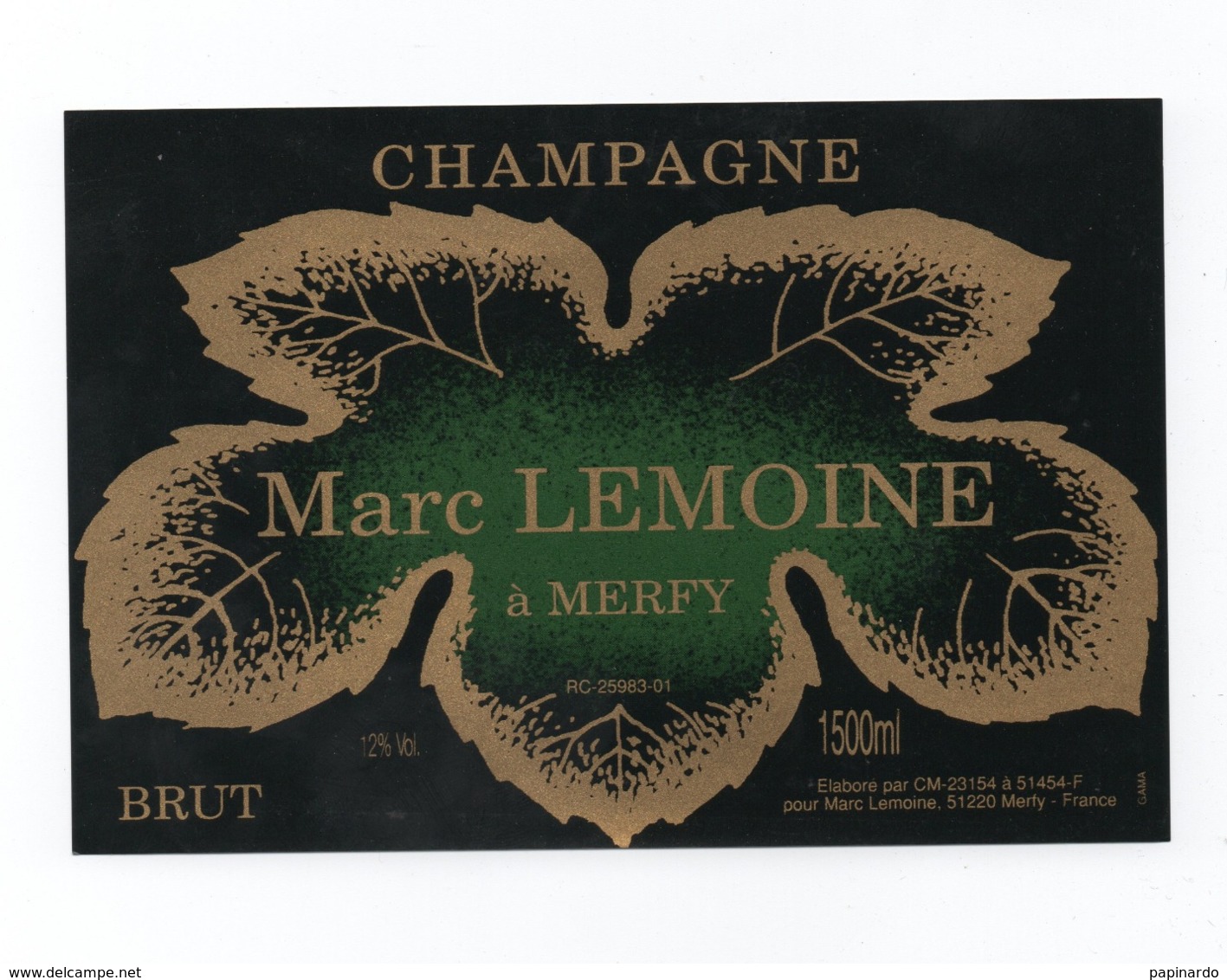 Etiquette Du Champagne      "  Marc   Lemoine - Champagne