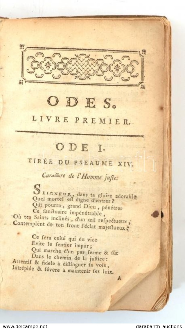 Oeuvres De Choisies De Rousseau. Cca 1800. Hiányos (címlap, Borító) Francia Könyv. 347p. - Sin Clasificación