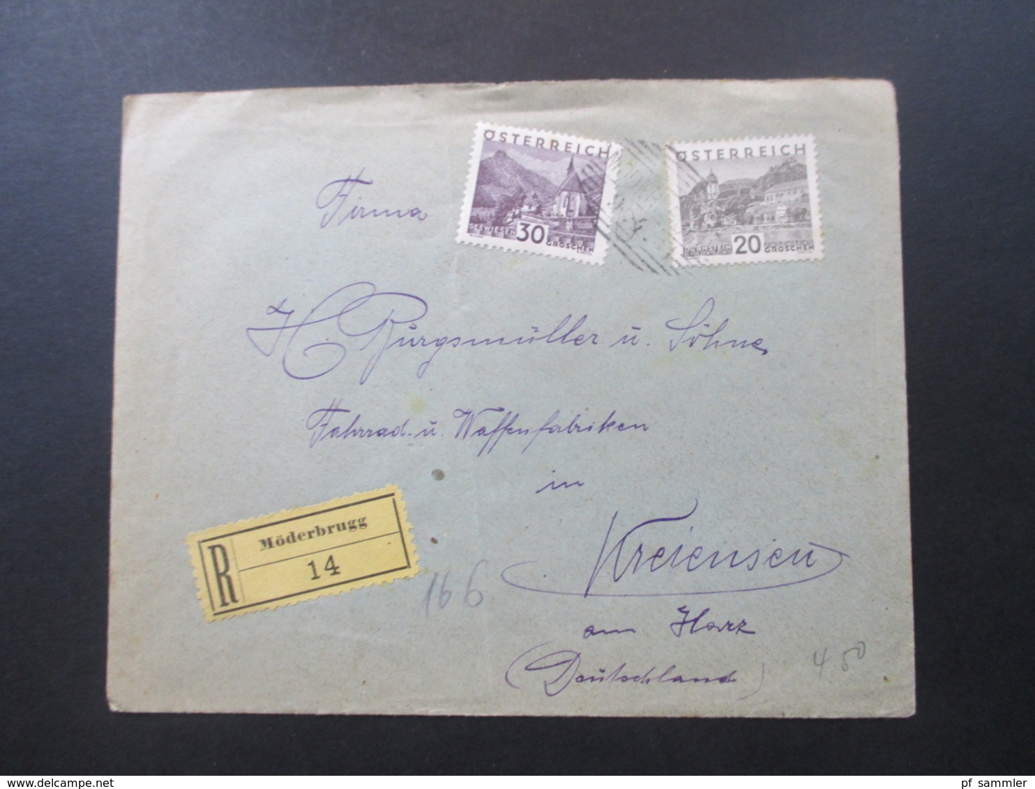 Österreich 1931 Freimarken Landschaften MiF Einschreiben / Gezähnter R Zettel Möderbrugg Nach Kreiensen Waffenfabrik - Lettres & Documents