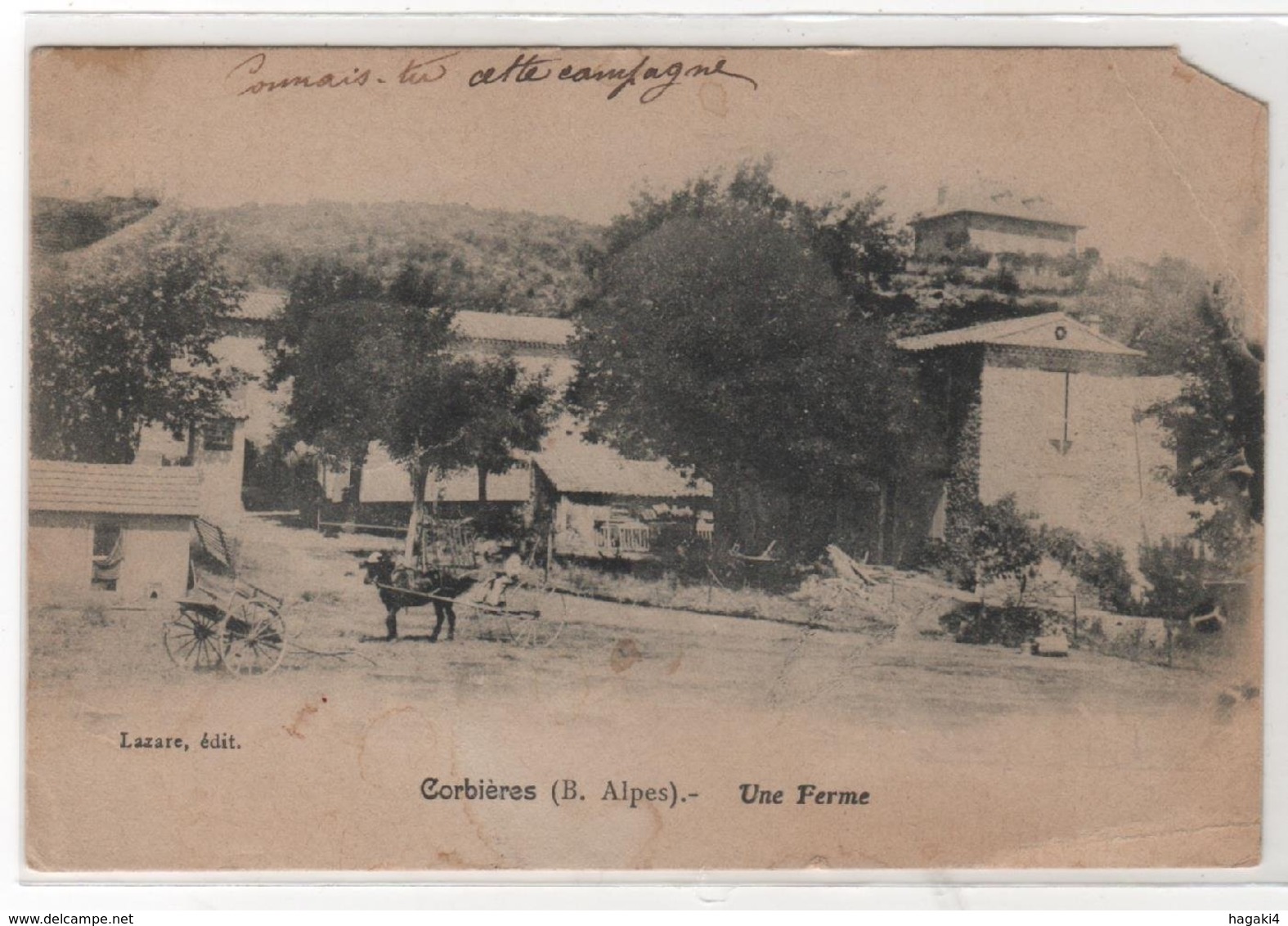 CPA 04 : CORBIERES (B.-Alpes) - Une Ferme - Ed. Lazare - 1915 - RARE - ATTENTION ETAT - Agriculture - Otros & Sin Clasificación