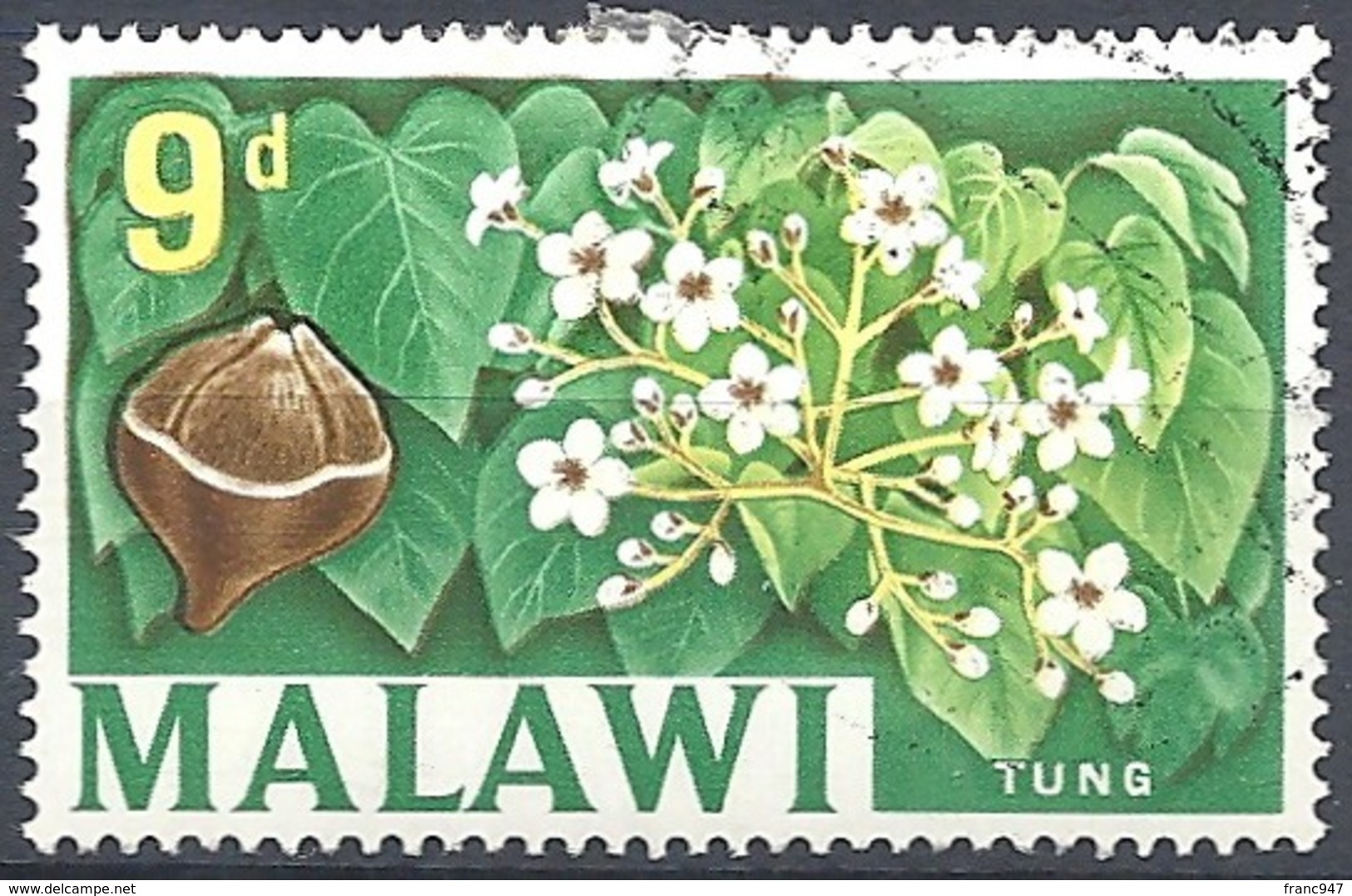 Malawi, 1964 Country Views- Tung, 9p Multicolored  # S.G. 220 - Michel 7 - Scott 11  USED - Malawi (1964-...)