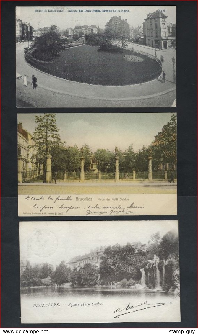 3 Postkaarten Van BRUXELLES PLACE DU PETIT SABLON , SQUARE DE DEUX PONTS AV. DE LA REINE + MARIE - LOUISE ! - Avenues, Boulevards