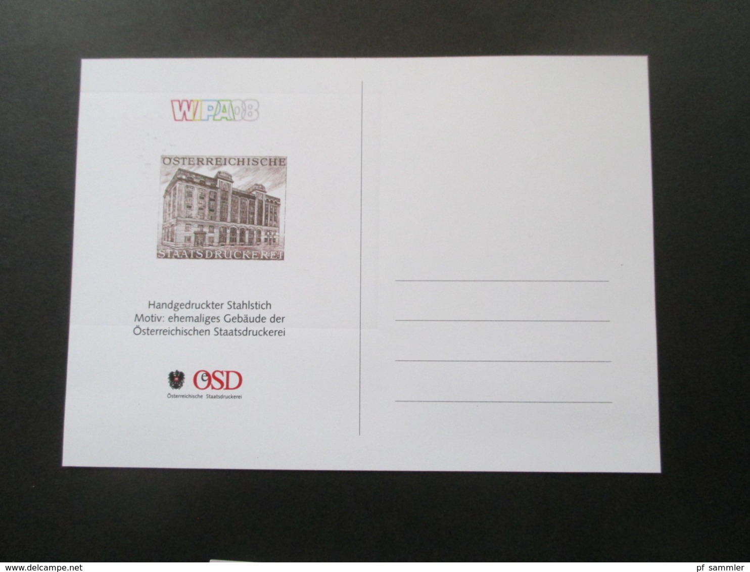 Österreich 2008 WIPA 08 Eintrittskarte Und Sonderkarte Der OSD - Storia Postale