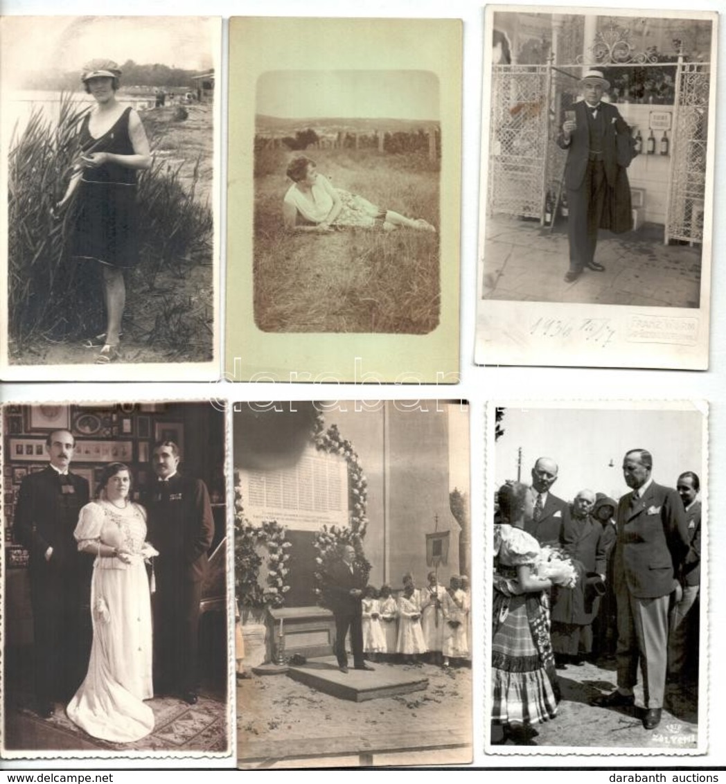 ** * 56 Db RÉGI Családi Fotó Képeslap, Vegyes Minőség: Sok Hölgy / 56 Pre-1945 Family Photo Postcards, Mixed Quality: Ma - Unclassified