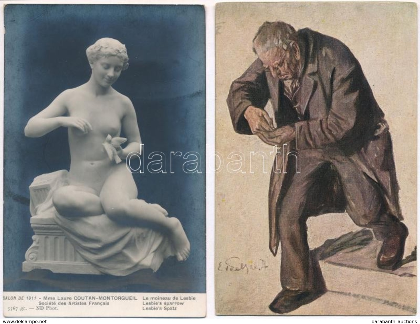 ** * 34 Db RÉGI Motívum Képeslap: Művész, Erotika / 34 Pre-1945 Motive Postcards: Art, Erotic - Unclassified