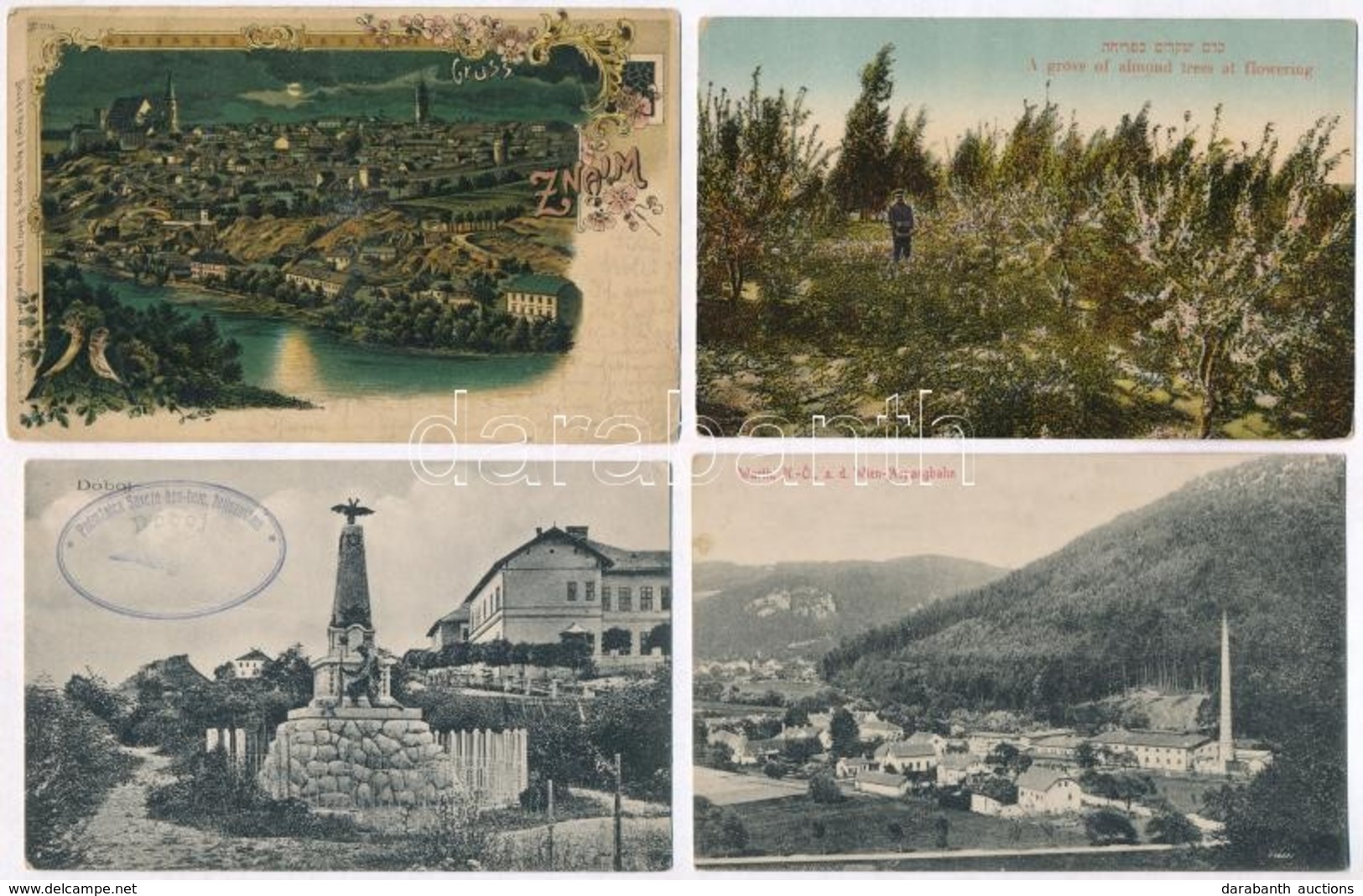 ** * 6 Db RÉGI Külföldi Városképes Lap, 1 Znaim Litho / 6 Pre-1945 European Town-view Postcards, 1 Znojmo Litho - Unclassified