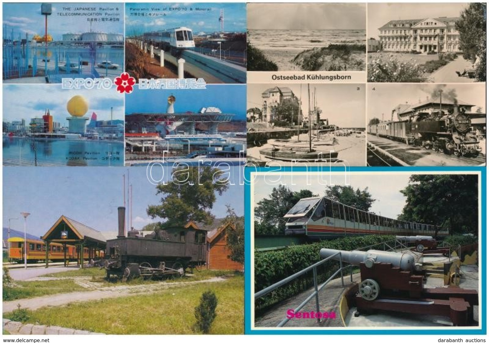 ** * 10 Db MODERN Magyar és Külföldi Képeslap: Vasútállomások, Vonatok / 10 Modern Hungarian And European Postcards With - Unclassified