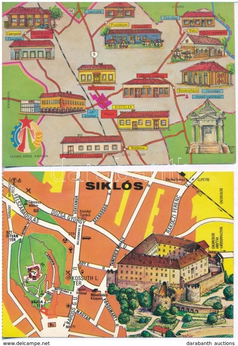 ** * 8 Db MODERN Magyar és Külföldi Térképes Motívumlap / 8 Modern Hungarian And European Map Motive Postcards - Unclassified