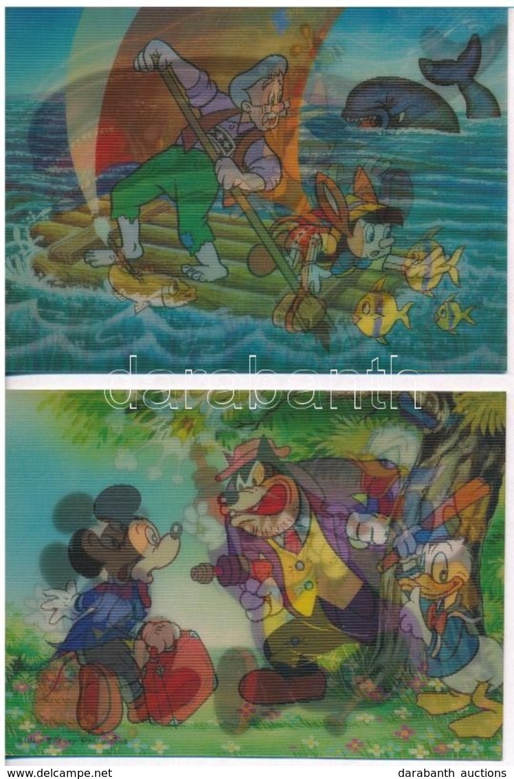** 2 Db MODERN Dimenziós 3D Képeslap: Walt Disney (Pinokkió, Mickey Egér) / 2 Modern Dimensional 3D Postcards: Walt Disn - Sin Clasificación