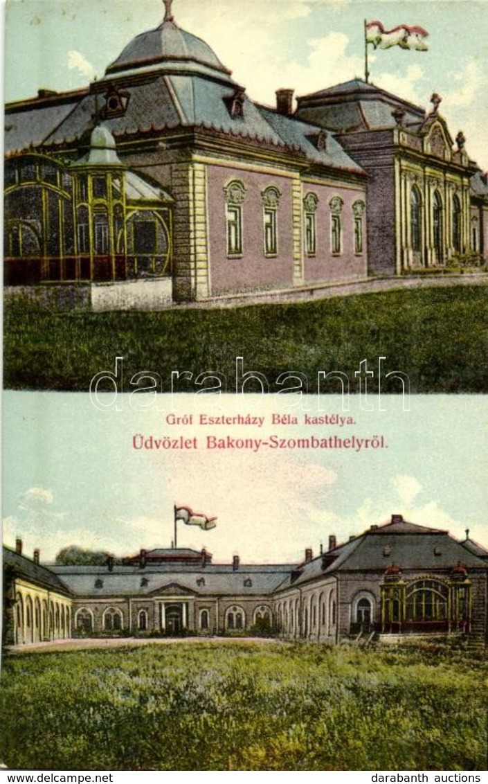 T2 1912 Bakonyszombathely, Bakony-Szombathely; Gróf Esterházy Béla Kastély. Kiadja Haftl Kálmán - Sin Clasificación