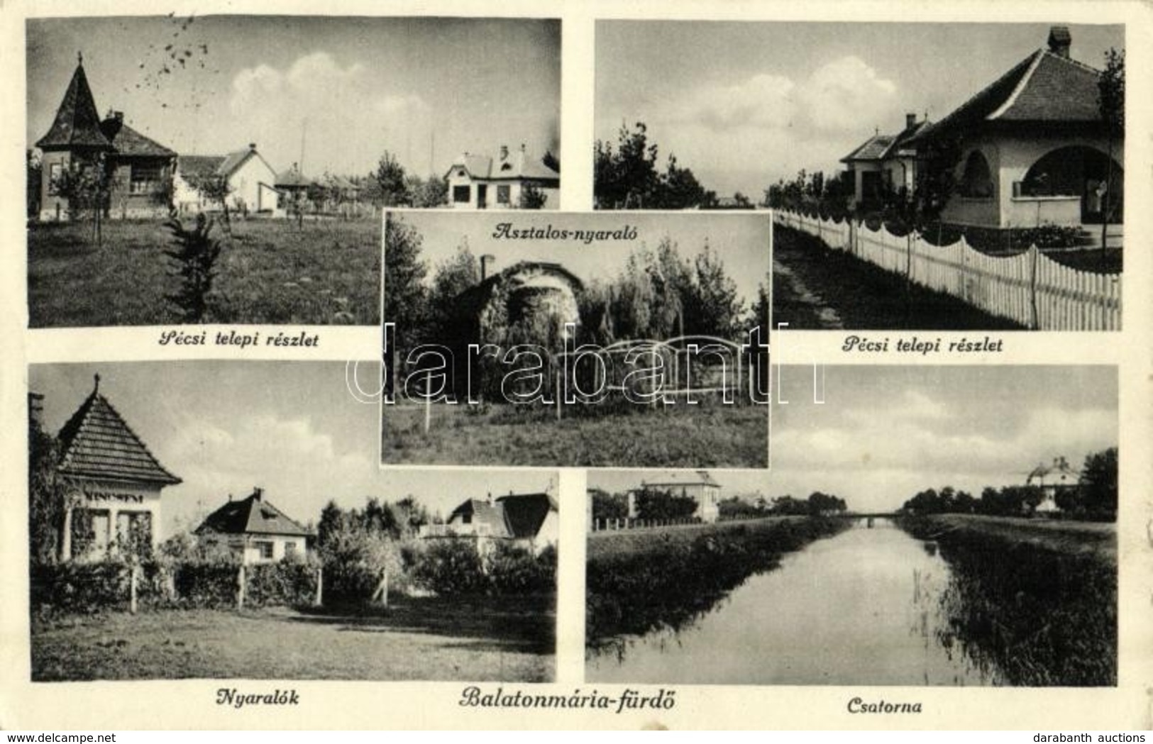 T2 1936 Balatonmáriafürdő, Pécsi Telepi Részlet, Asztalos és Kincsem Nyaraló, Csatorna, Villák - Unclassified