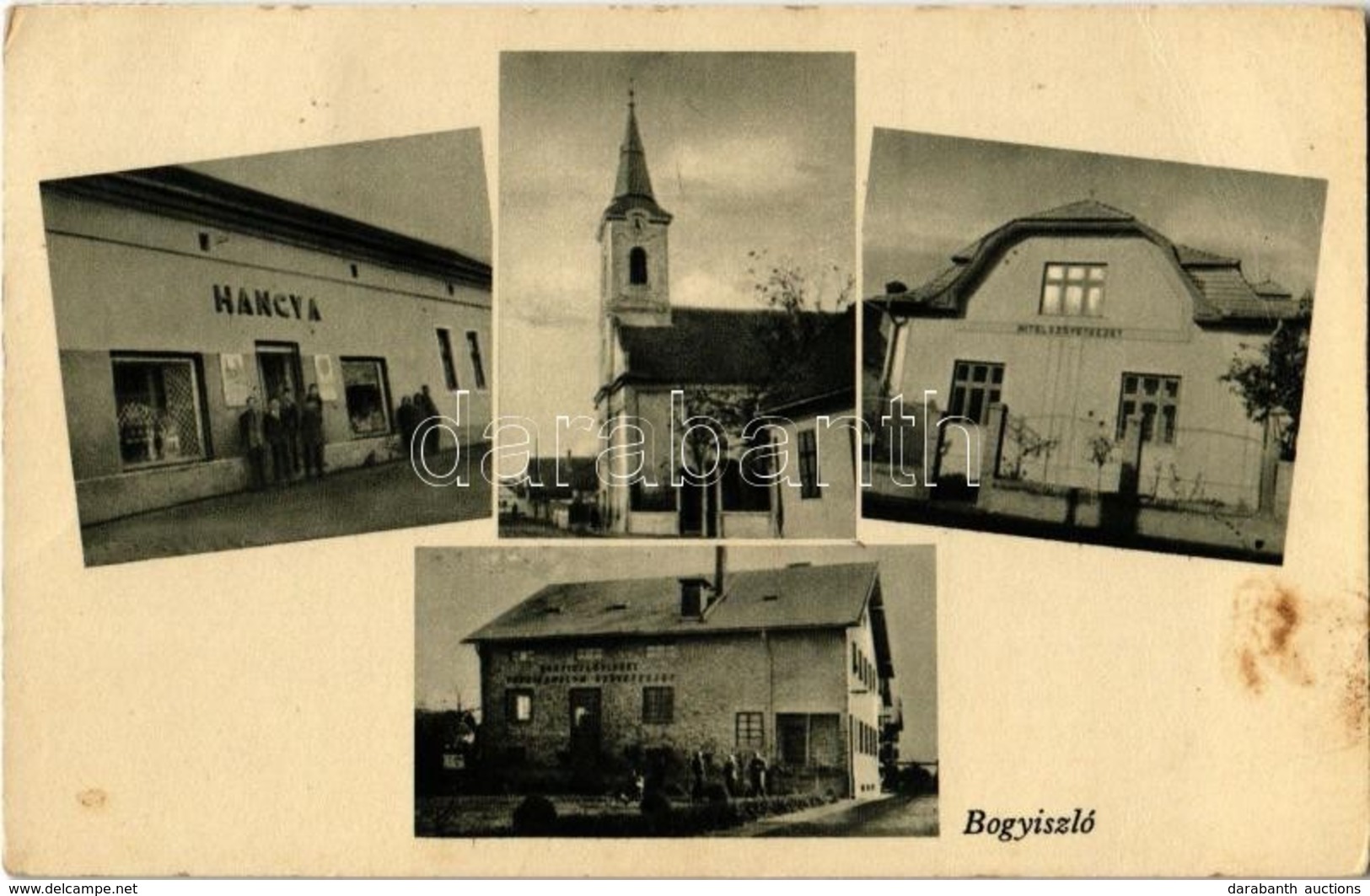 T2/T3 1951 Bogyiszló, Hangya Szövetkezet üzlete, Hitelszövetkezet, Református Templom (EB) - Unclassified