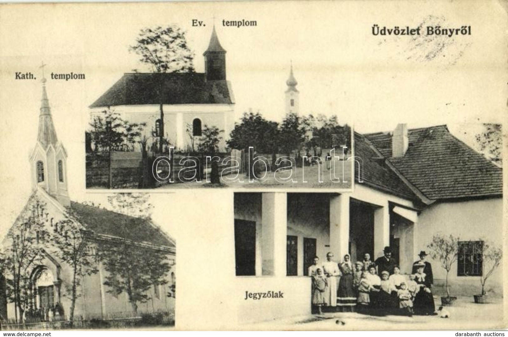 T2/T3 1907 Bőny (Győr), Evangélikus és Katolikus Templom, Jegyzőlak (EK) - Sin Clasificación