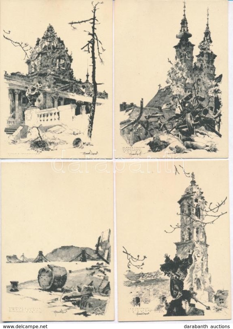 ** 1945 Budapest - 9 Db Városképes Lap A Második Világháború Utáni Romokról / 9 Town-view Postcards Of The Ruins In The  - Unclassified
