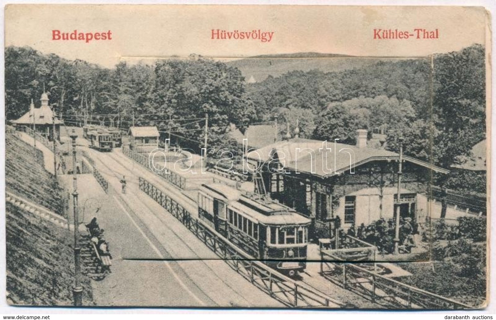 T3/T4 1907 Budapest II. Hűvösvölgy. Leporellólap, Belül: Villamos Vasút Végállomás, Orvvadász Vendéglő (Lipótmező), Balá - Sin Clasificación