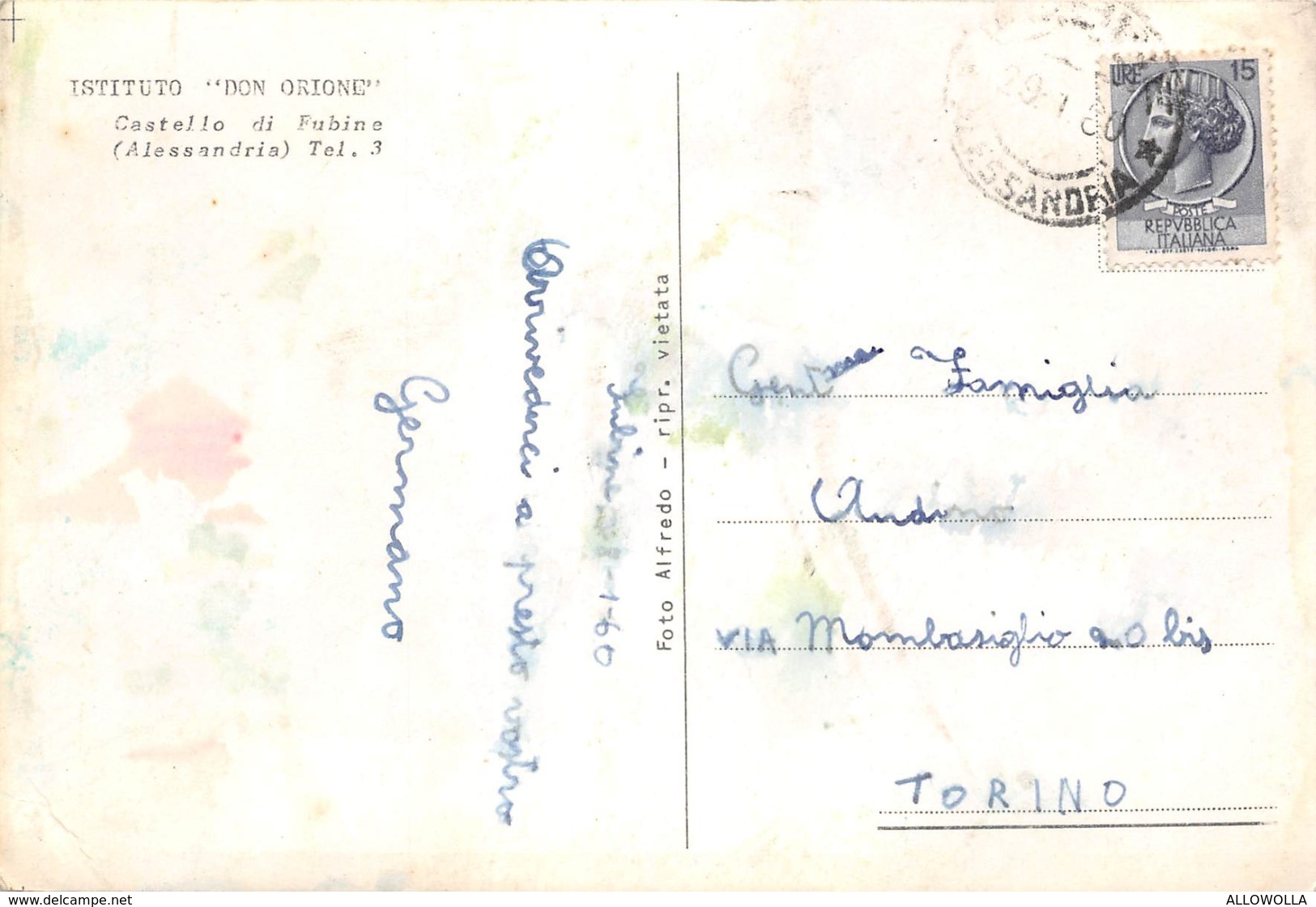 5956 " ISTITUTO DON ORIONE-CASTELLO DI FUBINE (ALESSANDRIA) " 5 VEDUTE -CART. POST. ORIG. SPED.1960 - Alessandria