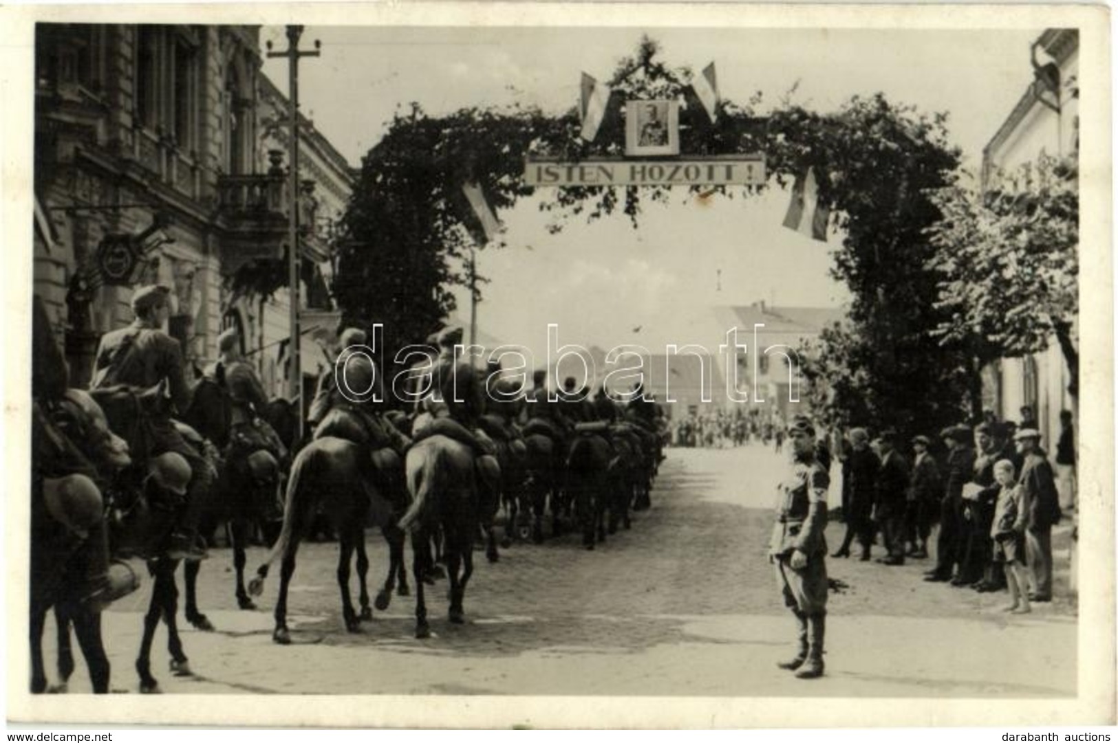 * T2/T3 1940 Dés, Dej; Bevonulás, Díszkapu / Entry Of The Hungarian Troops, Decorated Gate. So. Stpl - Sin Clasificación